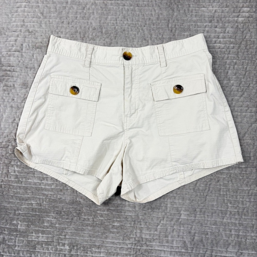 Vuori Ripstop Shorts Womens 29 Cream Khaki Organic Cotton Utility Cargo Hiking